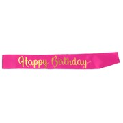 Pink & Gold Happy Birthday Fabric Party Sash