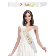 White & Gold 21 Today 21st Birthday Party Sash