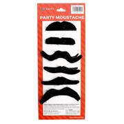 Thick Black Assorted Party Moustache Pk 6
