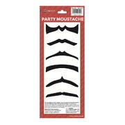 Thin Black Assorted Party Moustache Pk 6