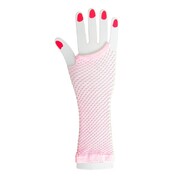 Neon Pink Long Fishnet Gloves 1 Pair