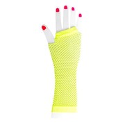 Neon Yellow Fishnet Gloves Long Fingerless | 80s Rave Festival Arm Warmers
