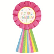 Its My Birthday Multi Colour Ribbon Rosette Badge