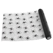 Black Spider Halloween Table Runner 28cm x 280cm - Spider Web Fabric