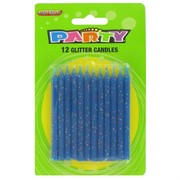 Candles Glitter Blue Pk12 