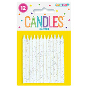 Candles Glitter White Pk12 