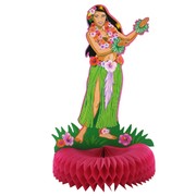 Centrepiece Luau Party 14in Hula Girl Honeycomb Pk1 