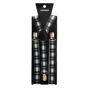 Green Black Tartan Suspenders | Adjustable Elastic Braces Costume One Size