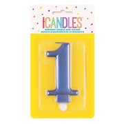 Metallic Blue Numeral Number #1 Cake Candle Pk 1
