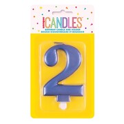 Metallic Blue Numeral Number #2 Cake Candle Pk 1