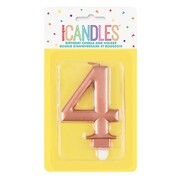 Metallic Rose Gold Numeral Number #4 Cake Candle Pk 1