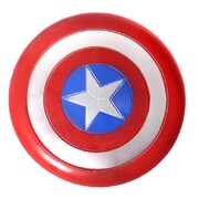 Round Plastic Superhero Shield Red Blue Silver