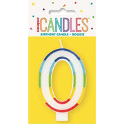 Number 0 Rainbow Birthday Cake Candle Pk 1