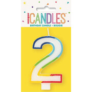 Number 2 Rainbow Birthday Cake Candle Pk 1