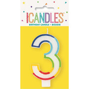 Number 3 Rainbow Birthday Cake Candle Pk 1