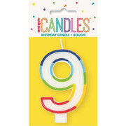 Number 9 Rainbow Birthday Cake Candle Pk 1