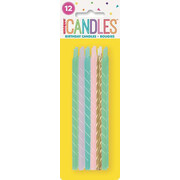 Spiral Pastel & Gold Mix Cake Candles (12cm) Pk 12 