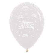 Twinkling Stars Clear Happy Birthday Latex Balloons 30cm Pk 6
