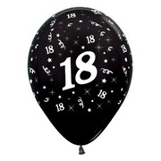 Metallic Black 18 12in. Latex Balloons Pk 6