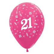 Metallic Fuchsia Pink 21 12in. Latex Balloons Pk 6