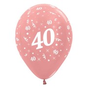 Metallic Rose Gold 40 AOP 12in. Latex Balloons Pk 6