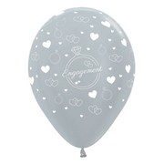 Metallic Silver Engagement 12in. Latex Balloons Pk 6