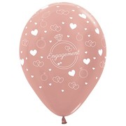 Metallic Rose Gold Engagement 12in. Latex Balloons Pk 6