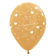 Metallic Gold Engagement 12in. Latex Balloons Pk 6
