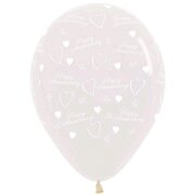 Happy Anniversary Clear with Hearts 30cm Latex Balloons (Pk 6)