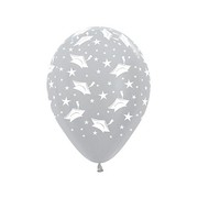 Silver Graduation Hats 12in. Latex Balloons Pk 12