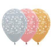 Metallic Merry Christmas Snowflake AOP Latex Balloons 30cm (Pk 25)