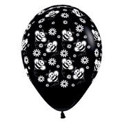 Black Bees & Flowers 30cm 12in Latex Balloons (Pk 6)