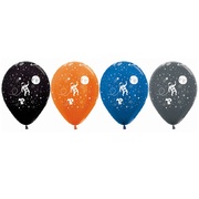 Metallic Outer Space Astronaut 30cm Latex Balloons (Pk 12)