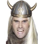 Silver & Gold Viking Helmet with Horns Pk 1