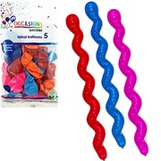 Air Fill Spiral Latex Balloons Pack of 5 | 115cm Inflated