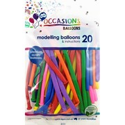 Assorted Colour Latex Modelling Balloons Pk 20