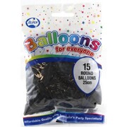 Balloons Standard 25cm Black Pk15 
