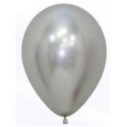 Silver Reflex/Chrome Latex Balloons (12in, 30cm) Pk 12