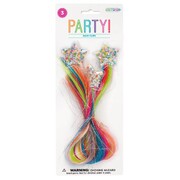 Confetti Star Hair Clips with Rainbow Hair Pk 3