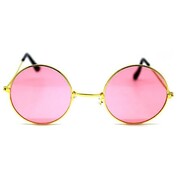 Adult Costume Round Lennon Glasses Pink Lenses