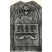 Foam Tombstone R.I.P with Skull Halloween Decoration 48cm (Pk 1)