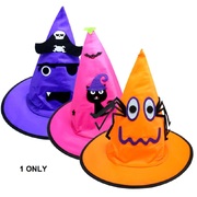 Colourful Assorted Designs Child Witch Hat (Pk 1)