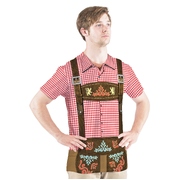Adult Mens Oktoberfest Red Check Shirt Costume (Medium)