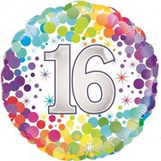Colourful Confetti 16th Birthday Foil Balloon (18in/45.7cm) Pk 1