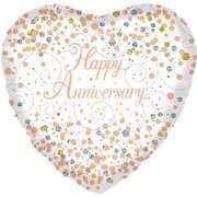 Rose Gold Sparkling Fizz Happy Anniversary Foil Balloon 45cm