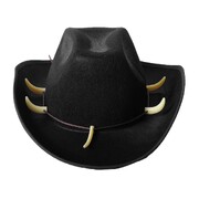 Adult Black Outback Cowboy Hat with Teeth Decal │ Aussie Australian Costume Accessory 58cm