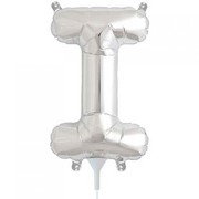 Small Silver Letter I 16in. Foil Balloon Pk 1 (Air Inflation Only / Stick & Cup Not Included)