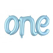 Matte Blue One Script Foil Balloon Banner