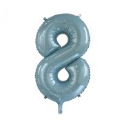 Light Blue Number 8 Foil Supershape Balloon (34in/85cm) Pk 1