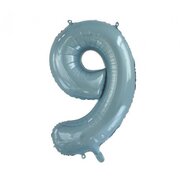 Light Blue Number 9 Foil Supershape Balloon (34in/85cm) Pk 1